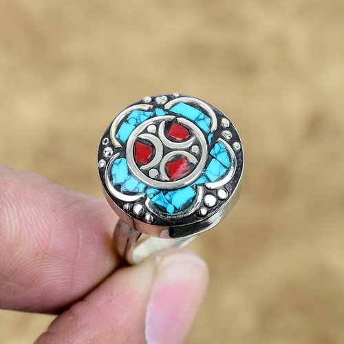 Red coral turquoise adjustable - red,