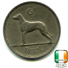An IRISH 1968 SIXPENCE 6d coin, 57 Years Old!