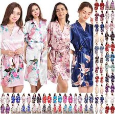 UK Women Kimono Robes Bridesmaid Dressing Gowns Wedding Peacock Crane Sleepwears