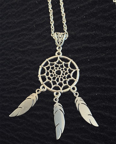 Dream catcher pendant silver - pendant,
