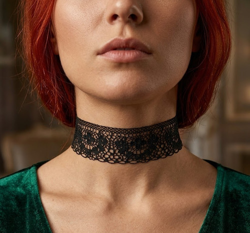 Ladies choker necklace - necklace, flower