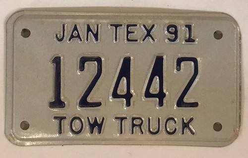 Tow truck license - tow, plate