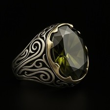 Men's Peridot Ring 925