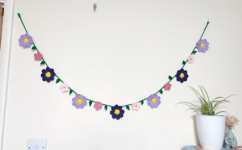 Crochet flower garland hanging - garland,