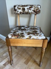 Singer Vintage Mid Century Sewing Machine Chair w/Storage Maple Finish