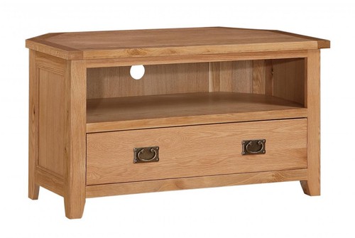 Solid oak drawer corner tv - oak,