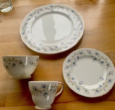 1 Duchess Tranquility Dinner Plate, 1 Side,1 Teacup, 1 Sugar Bowl Forget Me Nots