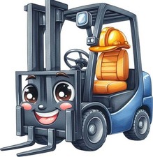 Colourful Forklift Truck Wall Art Bedroom Nursery Vinyl Sticker Decal 6 Sizes