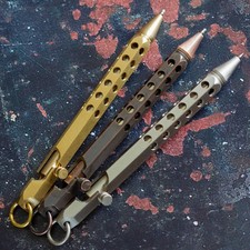 Industrial Metal Pen. Black ink, ballpoint pen. Rugged, unusual, compact design.