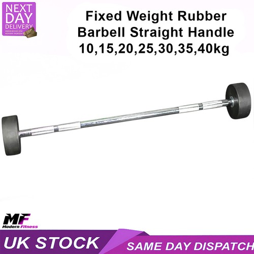 Rubber barbell straight fixed - rubber,