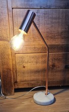 Next Table Lamp, Rose Gold/copper Stand With Marble Effect Base