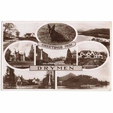 GREETINGS FROM DRYMEN Stirlingshire Multiview RP Postcard Postally Used 1948