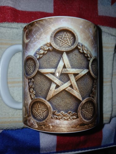 Wiccan pentacle moon magic mug - pentacle,