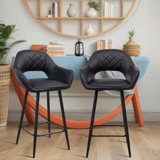 Set of 2 Modern Bar Stools Padded Upholstered Dining Chair Breakfast Bar Seating