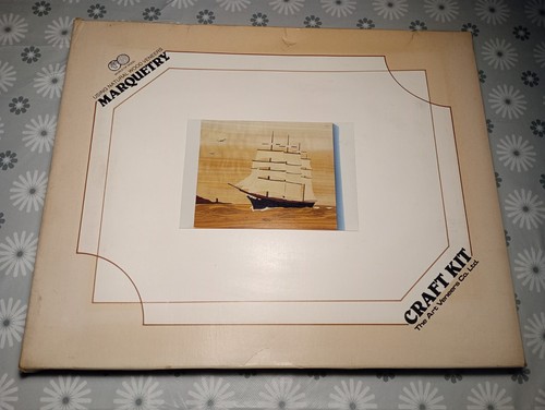 Vintage sailing ship marquetry - vintage,