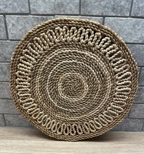 VINTAGE WICKER RATTAN ROUND PLACEMAT TABLE MAT BOHO TIKI NATURAL 7"