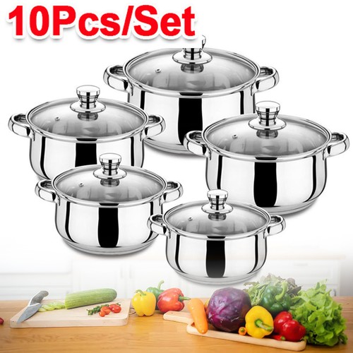 5pc stainless steel pan set - steel,