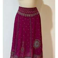 Laura Ashley Purple Embellished Skirt UK 14 Boho Party Festival Beaded Sequin