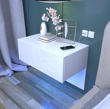 Floating Bedside Table with RGB LED Lights Wall Mounted Bedside Cabinet