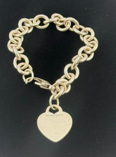 VINTAGE TIFFANY STERLING SILVER CHUNKY HEART BRACELET