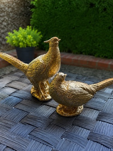 Gold pheasant bird figurines - gold,