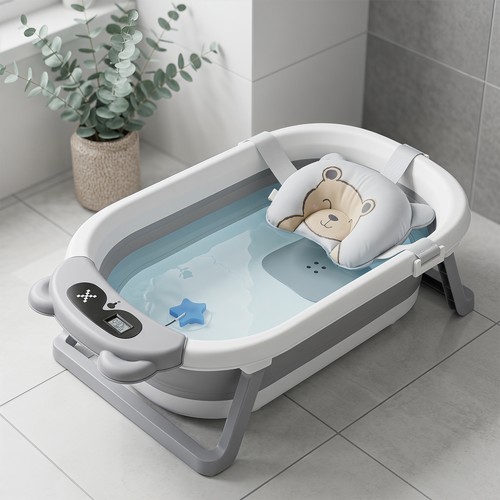 Foldable baby bath tub with - bath,