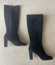 Carvela Knee High Black Suede Effect Boots with box Size 39 UK 6