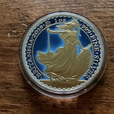  1oz silver .999 BRITANNIA Coloured/Yellow Gold Limited Edition coin 2019  RARE 
