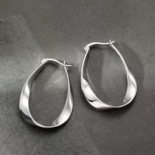 925 Sterling Silver Elegant Round Fashion Hoop Earrings Jewellery Women Girls UK