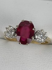 18ct Yellow Gold Ruby & 0.50ct Natural Diamond Trilogy Ring