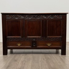 Antique 19th Century Carved Oak Mule Chest Of Good Quality ( REF AF-4693 )