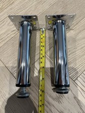 2x Chrome Steel Furniture Adjustable Legs Feet Sofa Chair Chest Kitchen Unit