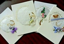 Handmade card Good Luck luxury cream Card 8" x 6". Wishing you Good Luck!