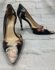 Jessica Simpson Stiletto Shoes Floral Pink Size 3 Cut Away Side High Heel Party