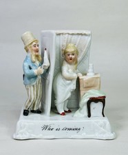 Antique Victorian Fairing Porcelain Figurine Rather Sinister “Who Is Coming?”