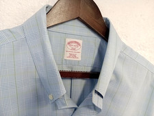 Brooks Brothers pale blue & green check shirt/collar 17.5/48"-50"chest