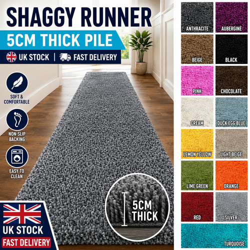 Luxury shaggy runner rug 5cm - shaggy,