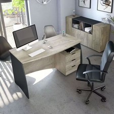 Desk Oak & Grey Effect Large Desk With 3 Drawers Home & Office Furniture