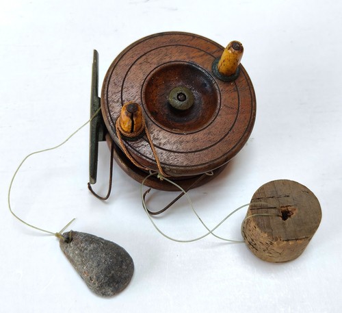 Vintage wooden fishing reel - fishing,