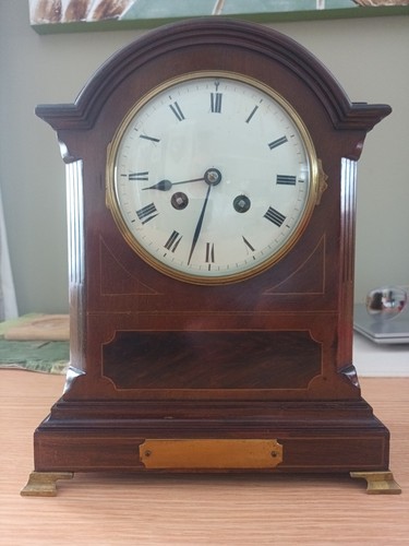Victorian inlaid mantel clock - victorian,