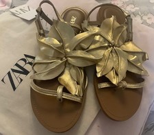 Zara gold leather sandals with