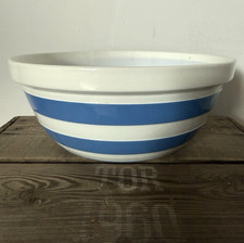 LARGE T G GREEN CORNISHWARE CORNISH BLUE STRIPE MIXING/ SALAD BOWL