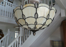Stunning Vintage Heavy Glass Tiffany Style Pendant Ceiling Light Shade Easy fit