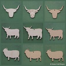 Sheep and cow shape wooden or mdf blank, Highland Scottish craft tag plaques