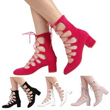 WOMENS ZIP UP MID BLOCK HEEL
