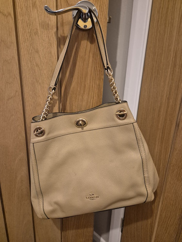 Coach beige leather shoulder - beige,