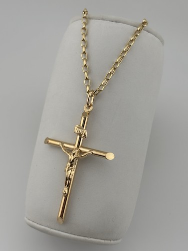 9ct yellow gold large crucific - yellow,