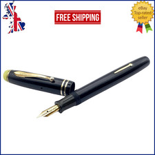 VINTAGE MOORE FOUNTAIN PEN IN BLACK & JADE FLEXIBLE 14K GOLD STUB MEDIUM NIB USA