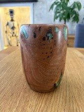 Apple Wood Vase with Green