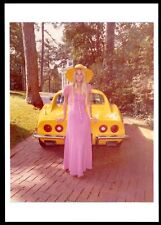 Vintage Photo 8x10 PRETTY BLONDE MODEL IN PINK VTG CORVETTE STINGRAY 1973